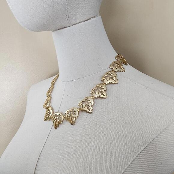 Gold Autumn Leaf Necklace - Picture 5 of 9